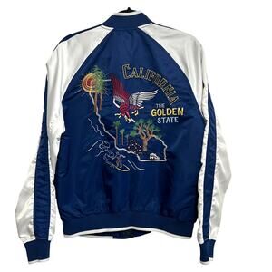 Gap Limited Edition California Sukajan Bomber M Embroidered Map Eagle Snake Navy